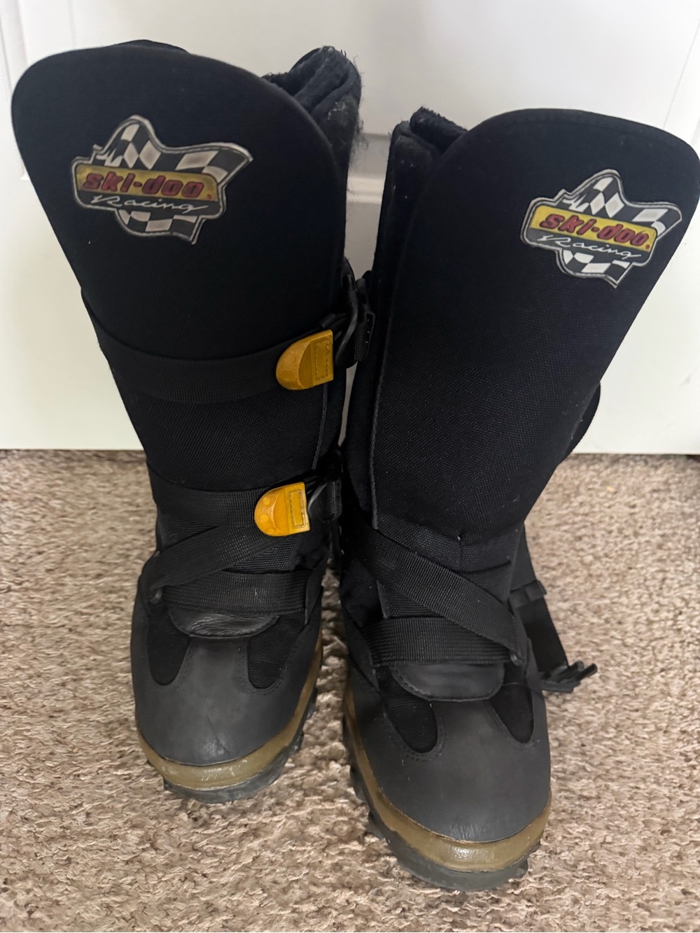 Ski-Doo Trukk Black Snowmobile Boots Size 11 Yellow Accents
